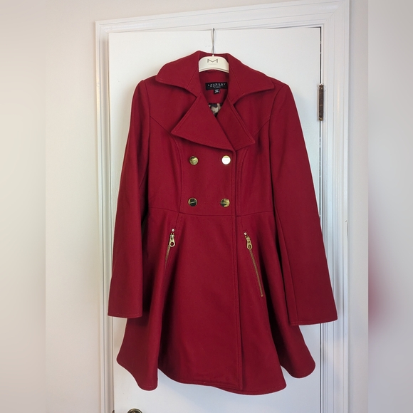 Laundry by Shelli Segal- Double Breasted Fit & Flare Wool Blend Coat - Picture 2 of 6